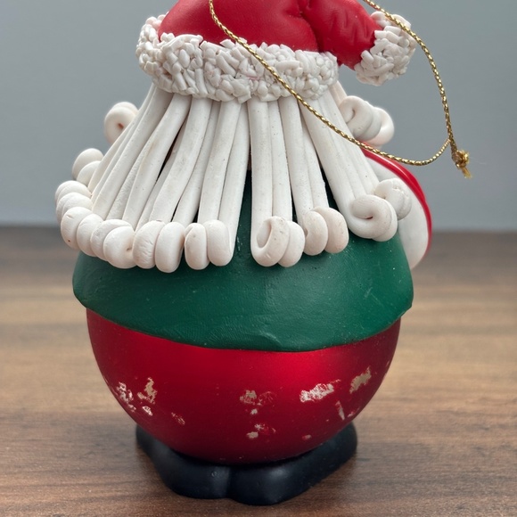 VINTAGE Traditions SANTA CLAUSE Glass Clay CHRISTMAS Tree Ornament Ball Hanging - Picture 6 of 8